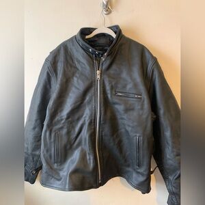 Geranamo mens pure leather jacket motorcycle